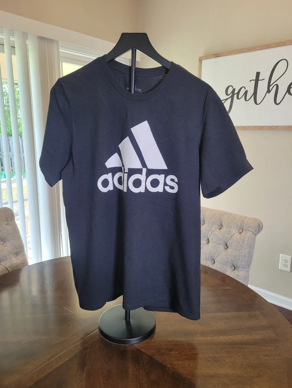 Men's Adidas Black Amplifier Tee with White Logo.  Size L